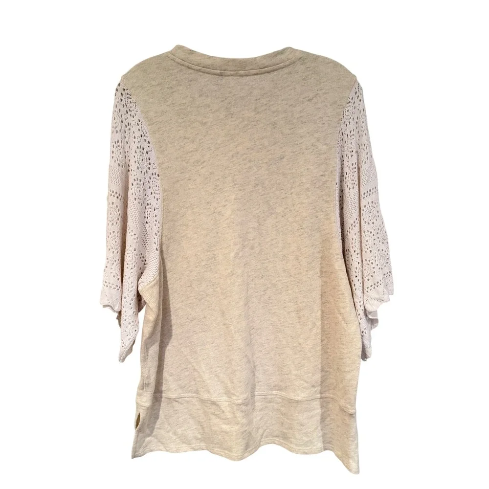 AKEMI + KIN Anthropologie Coro Dolman Crochet Sweatshirt Women's‎ XS Cream Boho